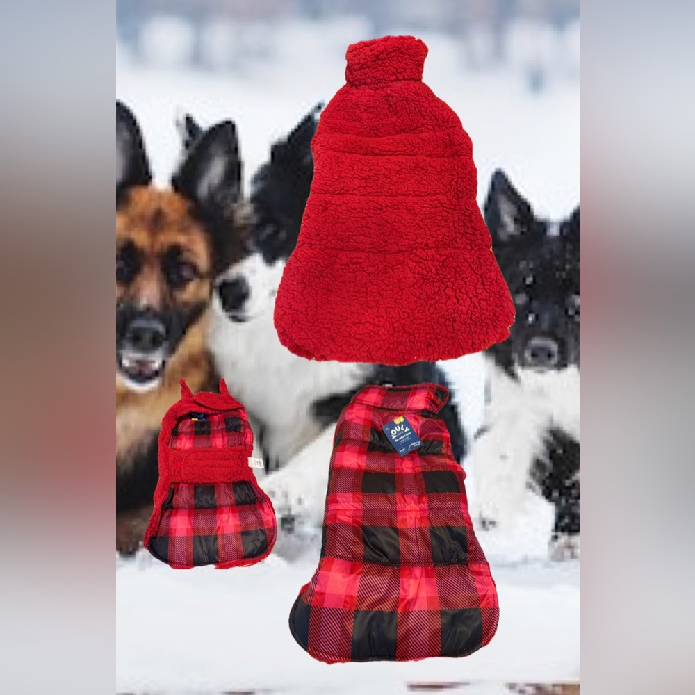 🆕 Youly Red and Black Plaid Dog Coat